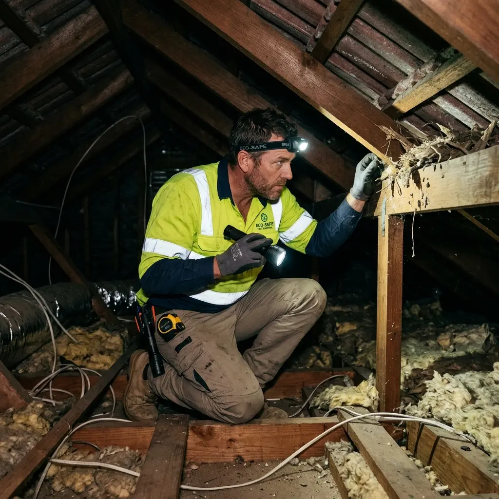 Technician inspecting a Epping subfloor void for a deceased cat